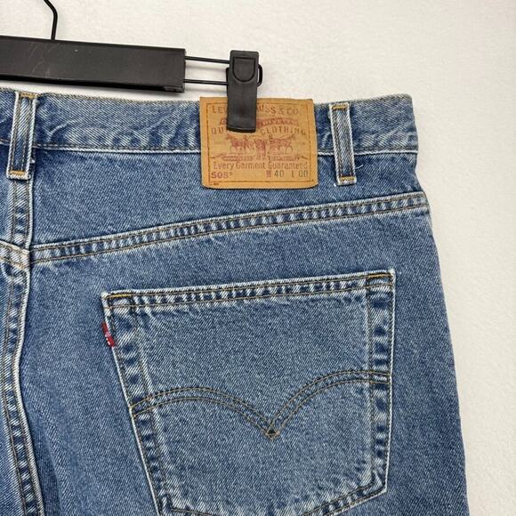 Vintage Levis Jorts Mens 40 Blue Denim Jean Regular Faded Baggy USA Made 505 y2k - Picture 7 of 9